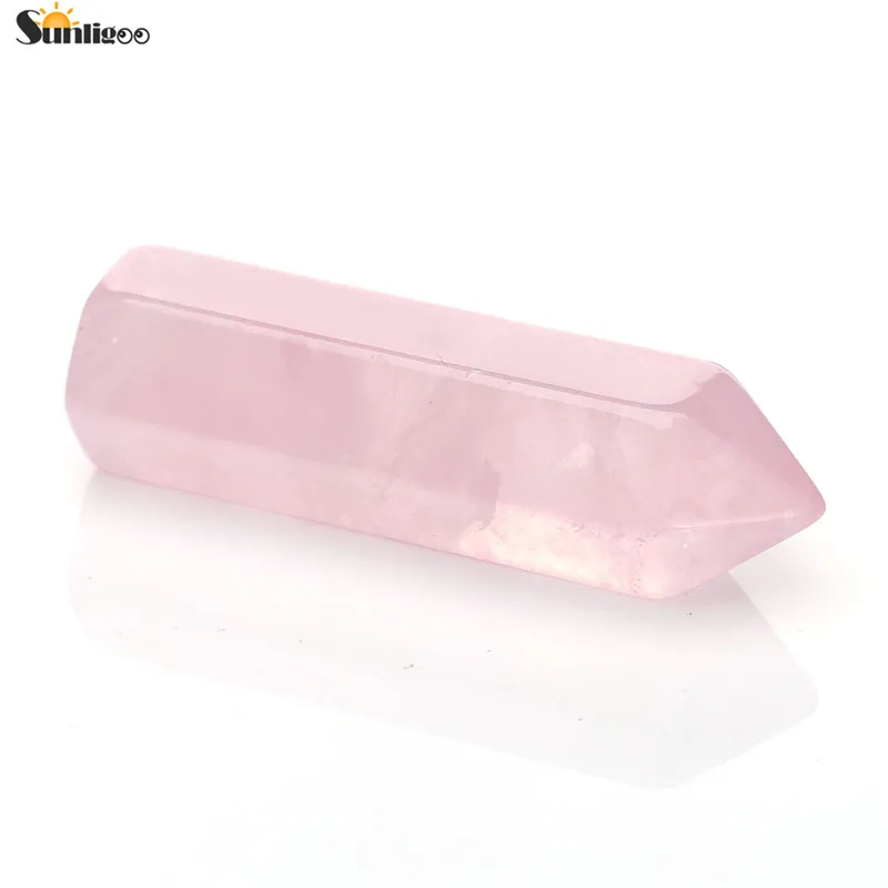 1x Rose Quartz Sunligoo самостоятельным 6 Грань Природных полированная мини Tumbled одной точке Аметист/розовый кварц/ясно кварта точки палочка украшения - Цвет: 1x Rose Quartz