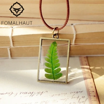 Фомальгаут натуральный Woodsiaceae гербарий кожаная цепочка колье длинное ожерелье с