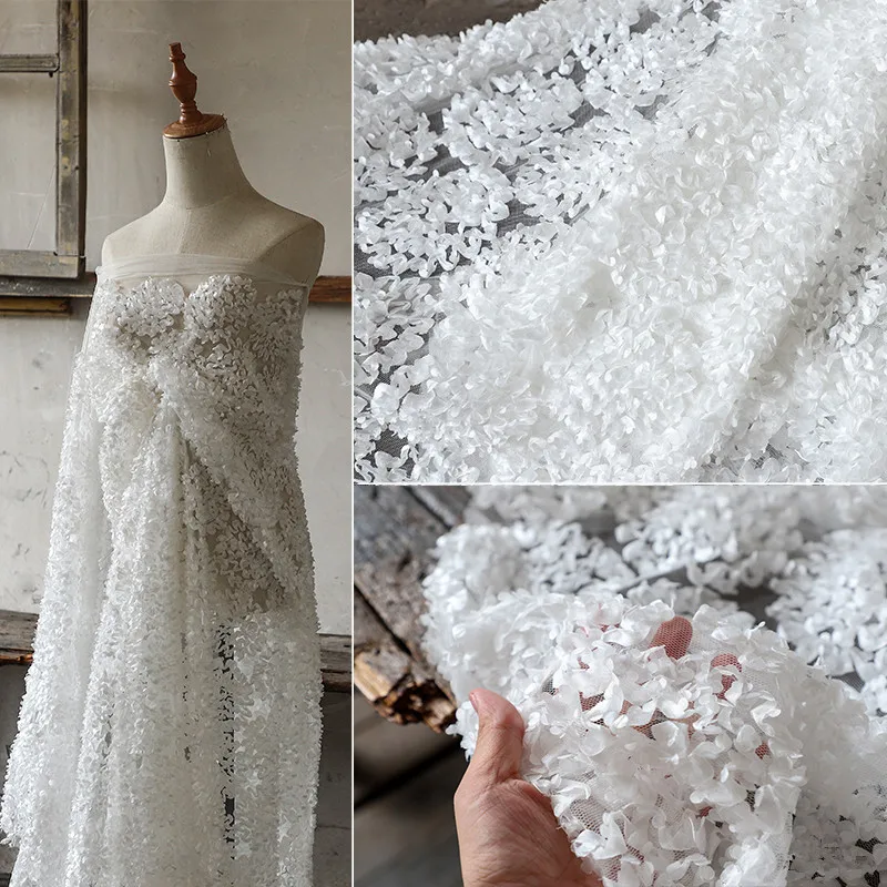 

Lace81 1yard Designer's Fabric Embroidery Hollowed-out Net Cloth For Wedding Three-dimensional Flower Ball Lace Party Decoration