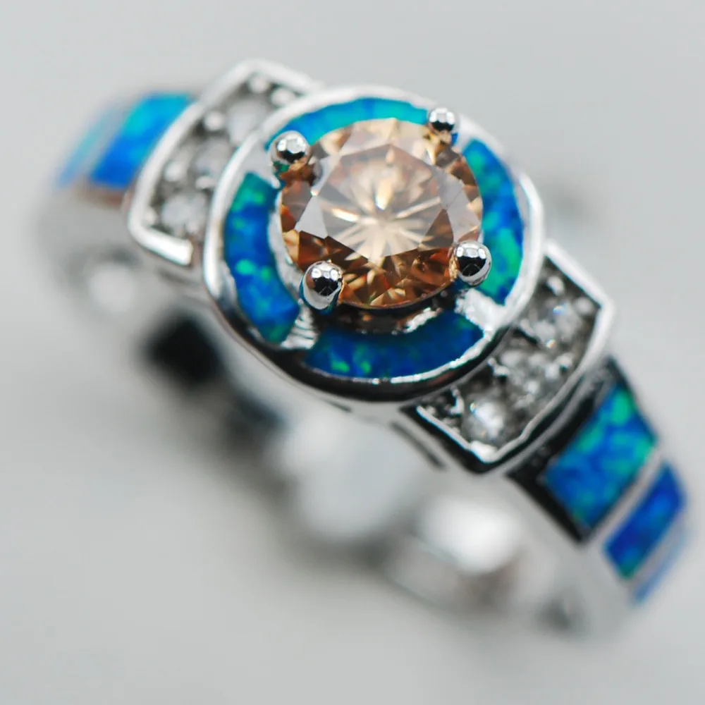 Morganite Blue Opal 925 Sterling Silver Ring Size 6 7 8 9 10 R1313