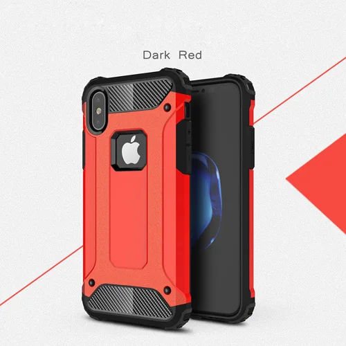 Для iphone X 8 plus XS Max XR чехол жесткий прочный Чехол для iphone 7 plus 6 S 6 5s SE 5 Гибридный Броня чехол для телефона двойная защита тонкий - Цвет: Красный