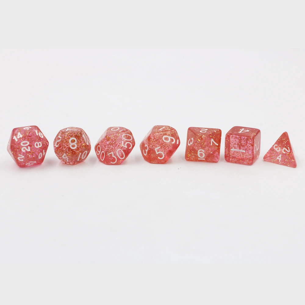 Подземелья и Драконы 7 шт./компл. Творческий ролевая игра Dic D& D Цвет Фул Разноцветные Игральные Кости DND блестки Розовый цвет