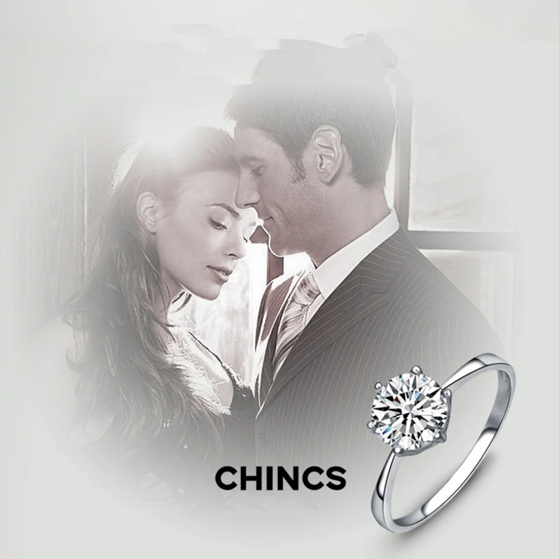 Обручальные кольца для женщин простые классические CC041 цвет белое золото CZ