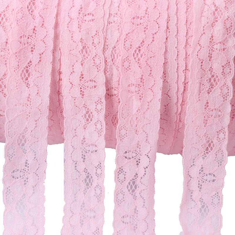 

(50yards/lot) Hot selling pink colored elastic lace trim for baby headband