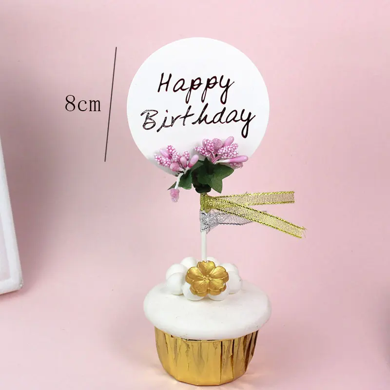 

Glitter Happy Birthday Cake Topper Acrylic Letter Gold Silver Cake Top Flag Decoration for girl Birthday Party Supplie