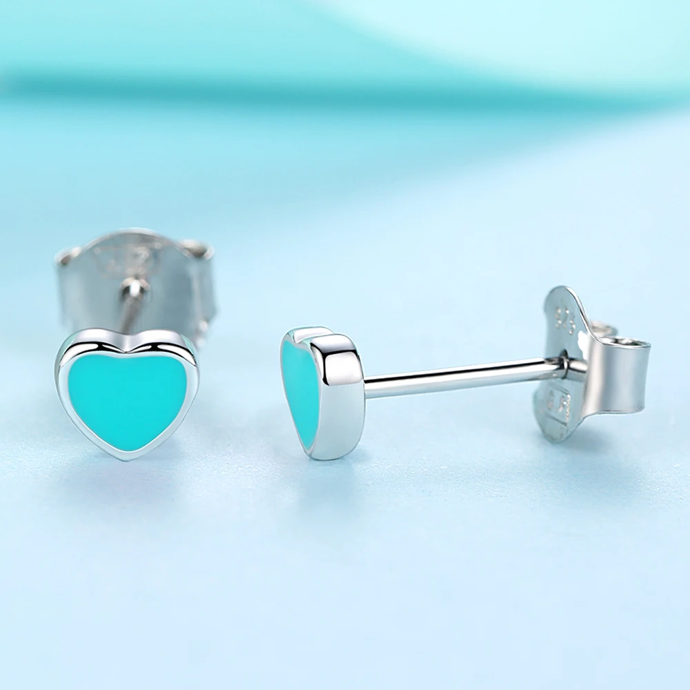 Женские серьги гвоздики из серебра 925 пробы с эмалью|heart stud earrings|stud earringsstud earrings for