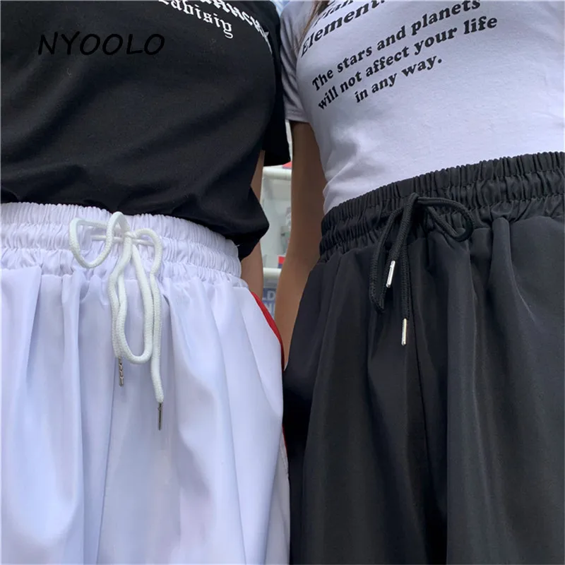 NYOOLO Harajuku стиль 3M Светоотражающий пэчворк с высокой талией облегающие шорты Летняя уличная одежда свободного кроя с эластичной талией Шорты женская одежда