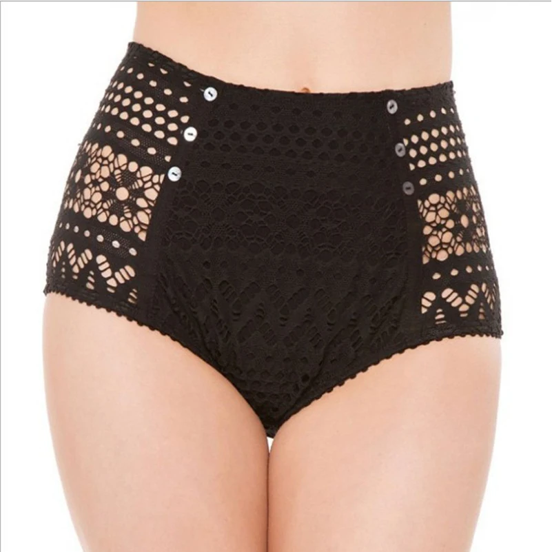 Black Sexy Hollow Out Lace Women Bikinis Set Summer Swimsuit Bodysuit Bandage Bathing Suit Brazilian Biquini Mesh Bottom Bikini |