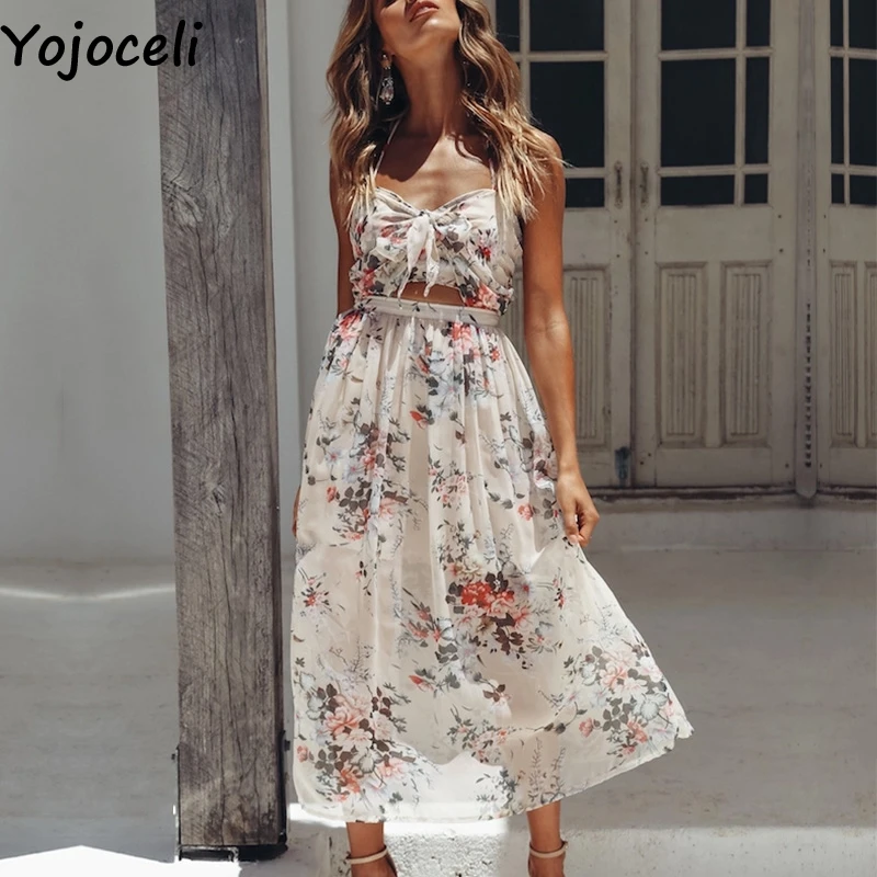 Yojoceli нарядные элегантные платья с бантом цветочным принтом длинное платье из