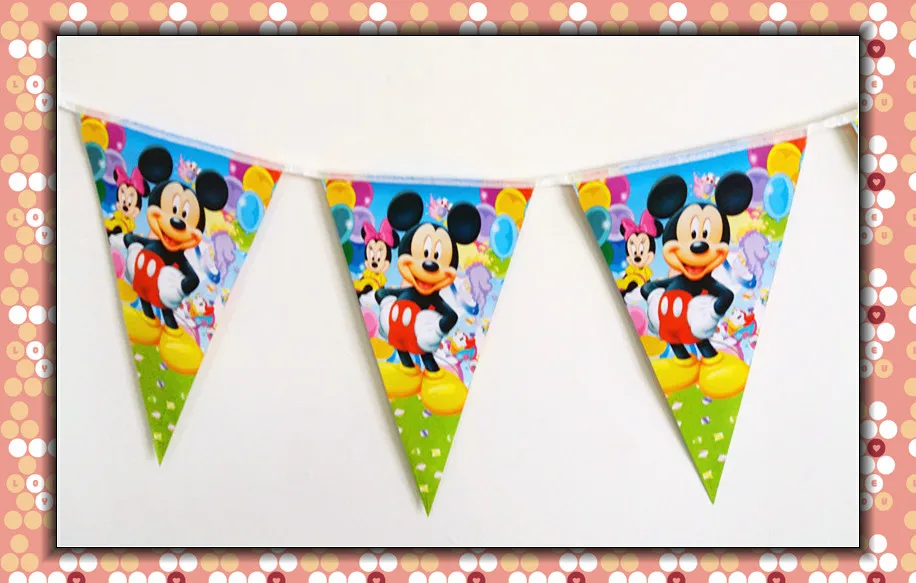 mickey mouse party supplies Mickey Party Pennant Bunting Birthday Party Flag Banners Kids Event Party Supplies decoration04