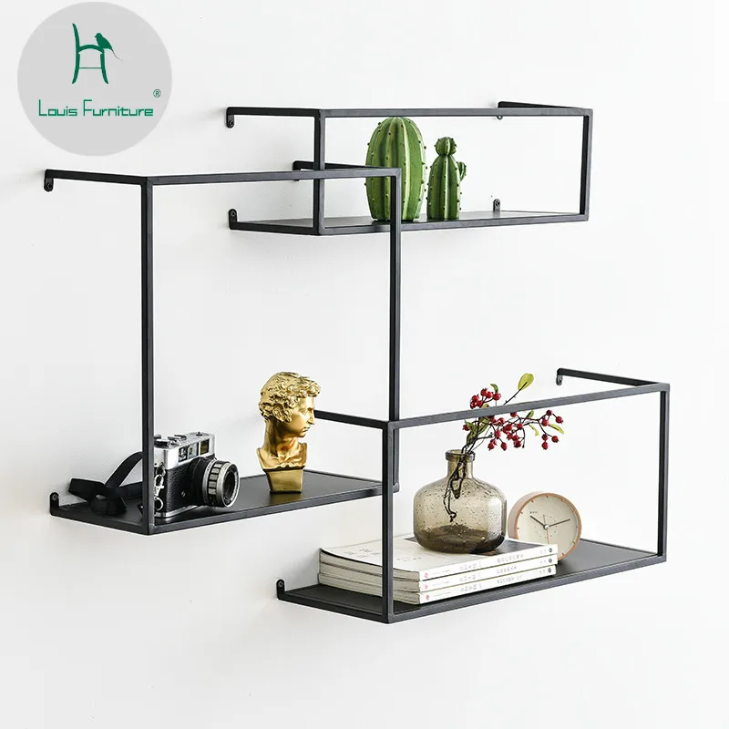 

Louis Fashion Wall Hanging Bookshelf Living Room Decoration Nordic Iron Rack Simple Mounting Rack