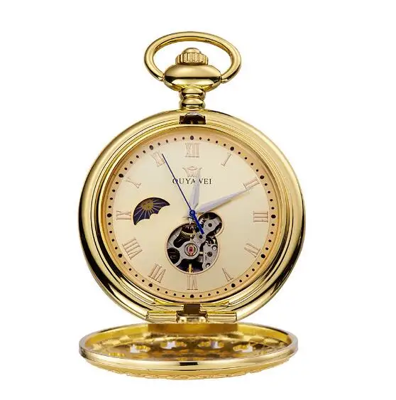 Часы мужские механические в стиле стимпанк винтажные золотистые карманные с