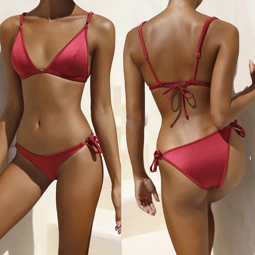 2018 женский сексуальный комплект бикини с лямкой на шее купальник мягким верхом
