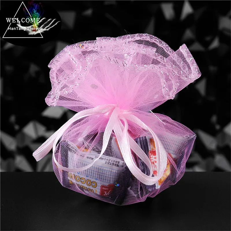 pink 100 шт круглая Сумка из органзы 26 см сумка на шнурке Свадебные/рождественские подарочные сумки для упаковки ювелирных изделий демонстрационные сумки для хранения 5Z - Цвет: pink