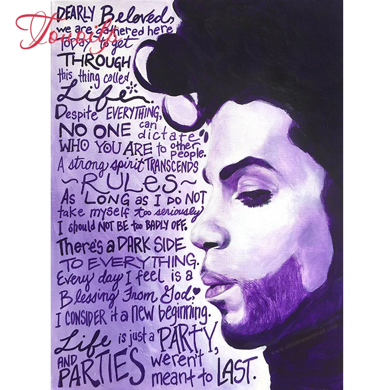 Новинка 2019 мозаика 5d Алмазная круглая алмазная живопись принц фиолетовый дождь