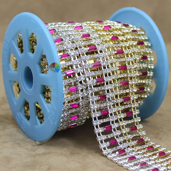 Набор разноцветных багетов цепочка из чешского хрусталя стразы для костюма