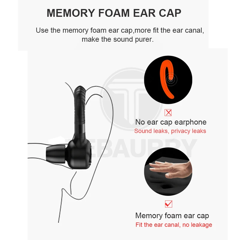 Bluetooth Earphone Wireless Headphone Headset with HD Music handsfree 45 hours working time for phone | Электроника