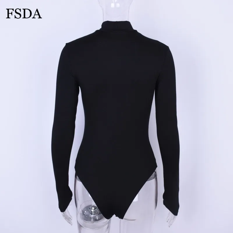 Женский хлопковый боди FSDA Черный Повседневный облегающий на шнуровке с длинным