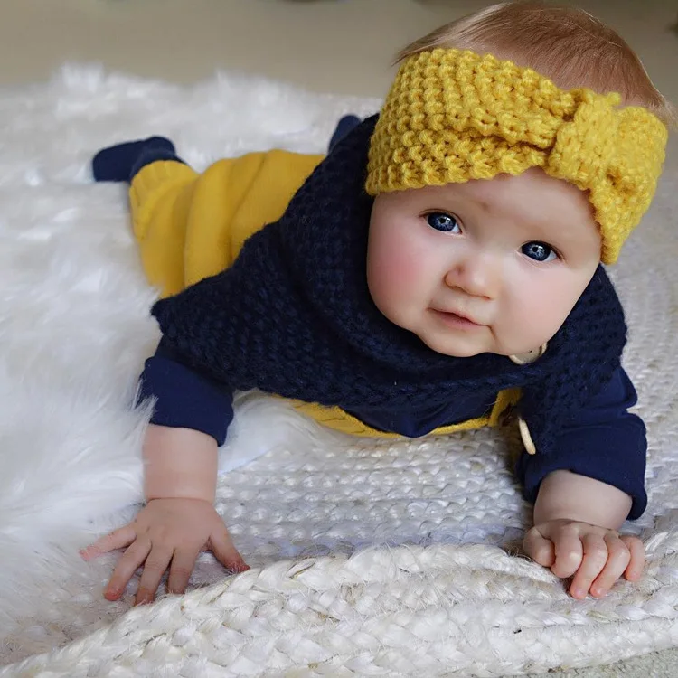 Повязка на голову с узелком Bebe для девочек зимняя вязаная повязка новорожденных