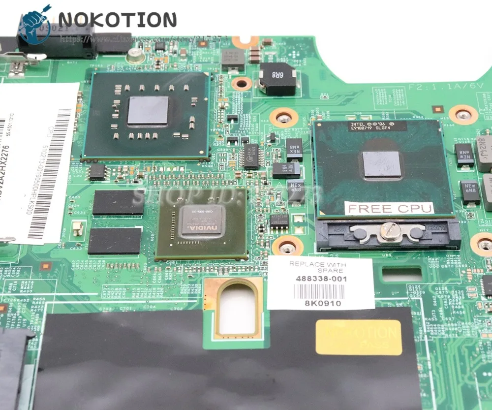 NOKOTION материнская плата для ноутбука HP Compaq CQ60 G60 CQ70 G70 48.4I501.021 488338 001 PM45 DDR2 9200M
