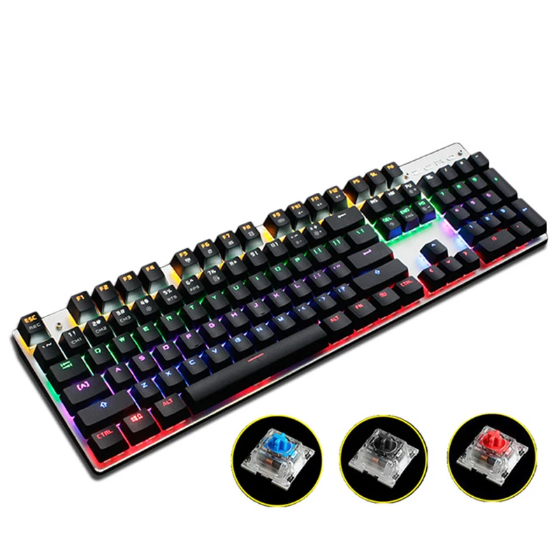 87/104 ключей механический бренд USB LED металлическая Проводная клавиатура синий