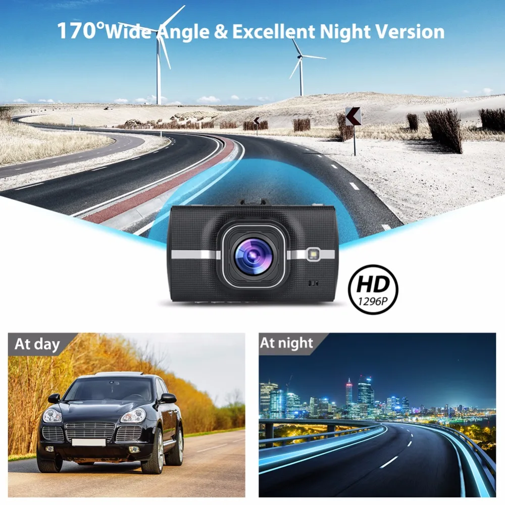Видеорегистраторы для автомобилей 1296 P Full HD регистраторы 12MP/30fps F2.0 6 Слои Стекло