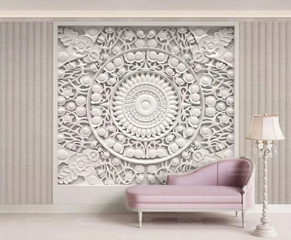 

[Self-Adhesive] 3D White Round Floral 6 Wall Paper mural Wall Print Decal Wall Murals