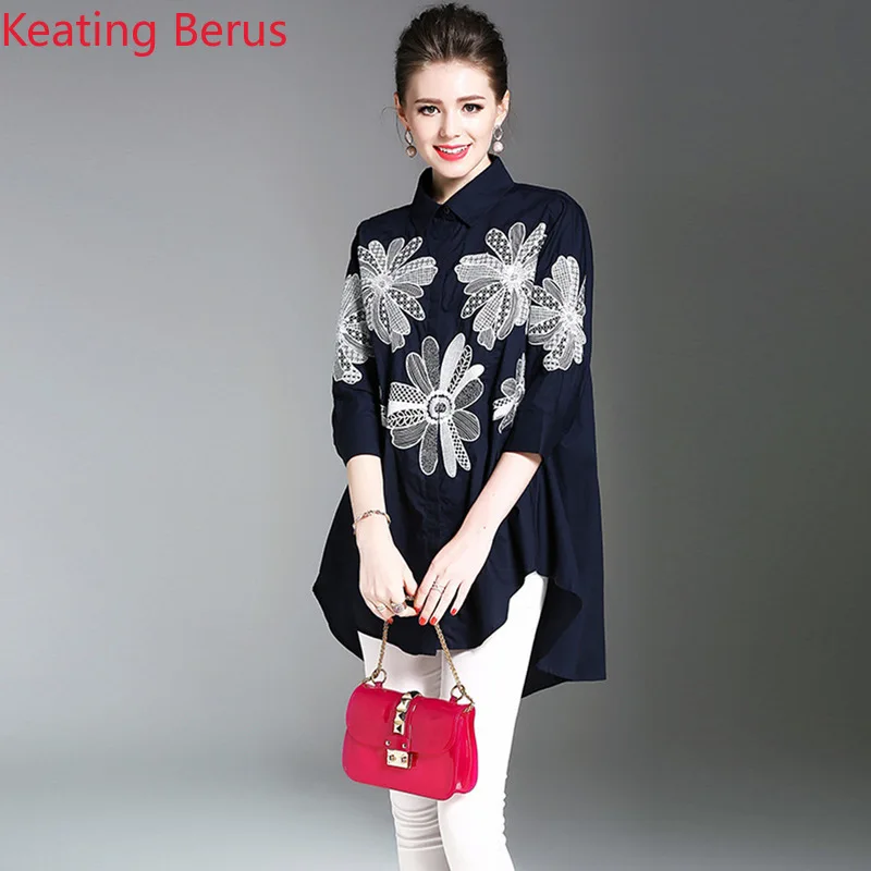 2019 Модные женские весенние Рубашки Свободные повседневные семь точечные рукава