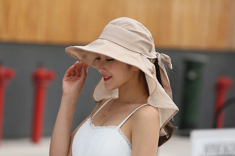 Солнцезащитные шляпы, защита лица и шеи для женщин, Sombreros Mujer Verano, с широкими полями, летние козырьки, кепки, анти-УФ, женские шапки