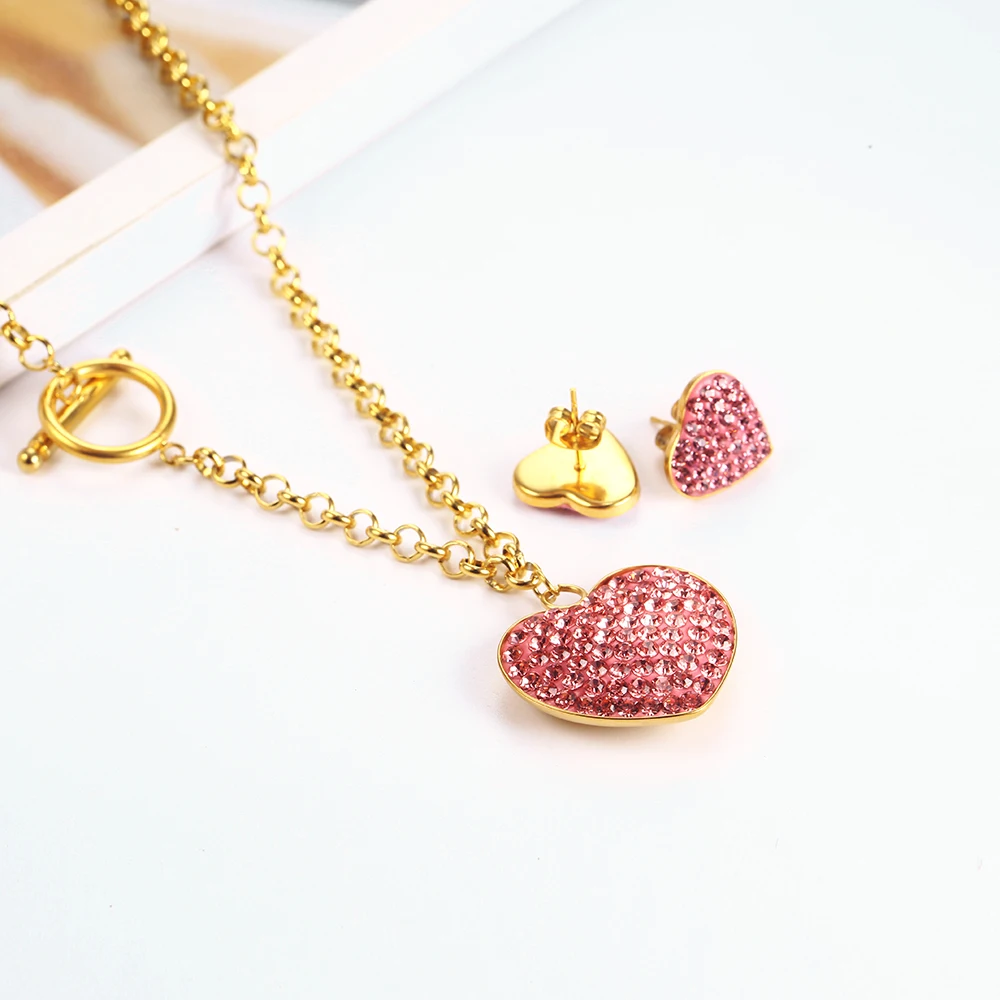 XUANHUA Heart Earring Necklace Set Jewelry Sets Stainless Steel Woman Vogue 2019 Accessories Bohemian | Украшения и аксессуары