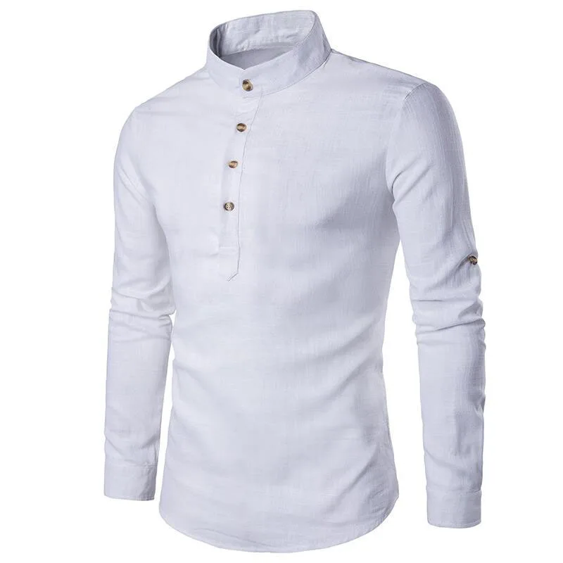 2017 новые модные мужские рубашки с длинным рукавом льняные однотонные тонкие