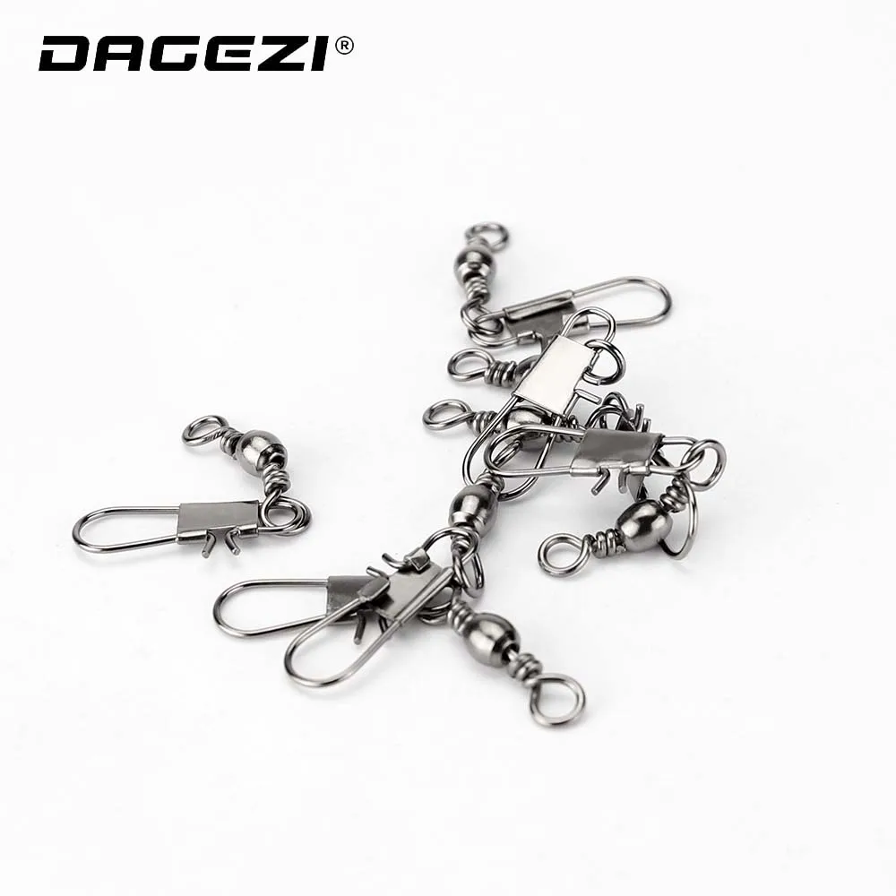 DAGEZI 100 шт./лот Вертлюги Блокировка защелка #6/#8/#10/#12/#14 рыболовный соединитель