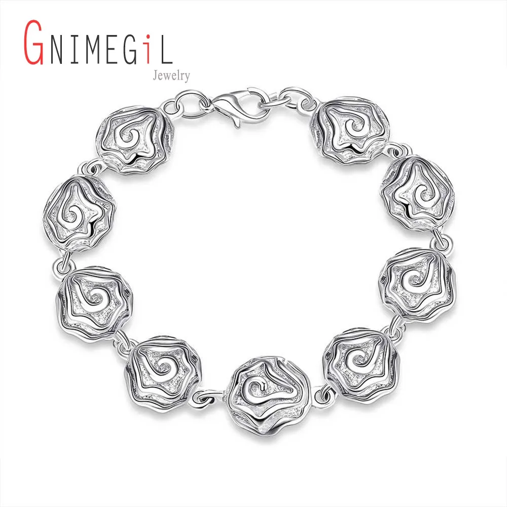 GNIMEGIL оптовая продажа модные браслеты с розами для женщин серебряный цвет свадьбы