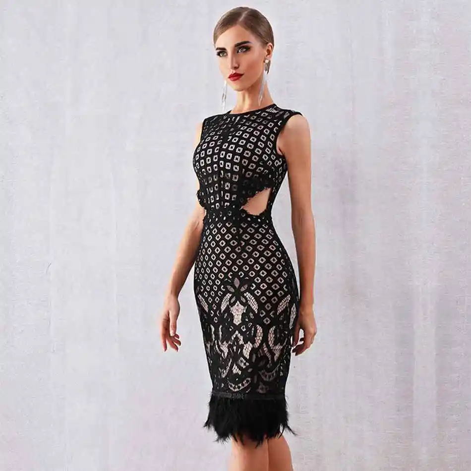 Новинка женское вечернее облегающее платье знаменитости черное без рукавов с