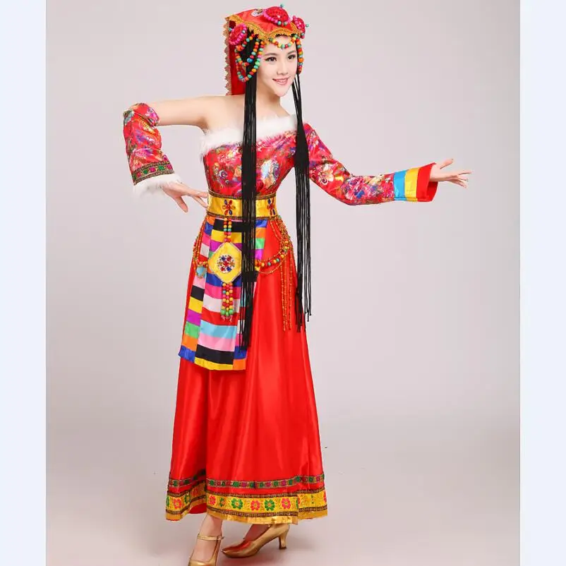 Chinese traditional national dress Mongolian Dance performance Clothing female costume dance costumes | Тематическая одежда и
