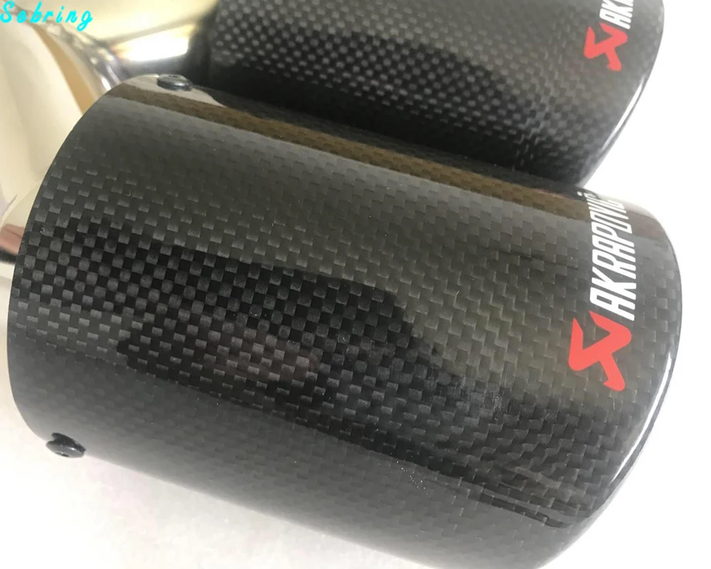 Углеродное волокно Стайлинг AKRAPOVIC нержавеющая сталь Универсальный двойной полный углеродного выхлопной трубы автомобиля
