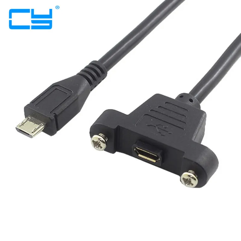 Крепление на панель с винтовым замком Micro USB 2 0 Тип B штекер гнездо M/F УДЛИНИТЕЛЬ