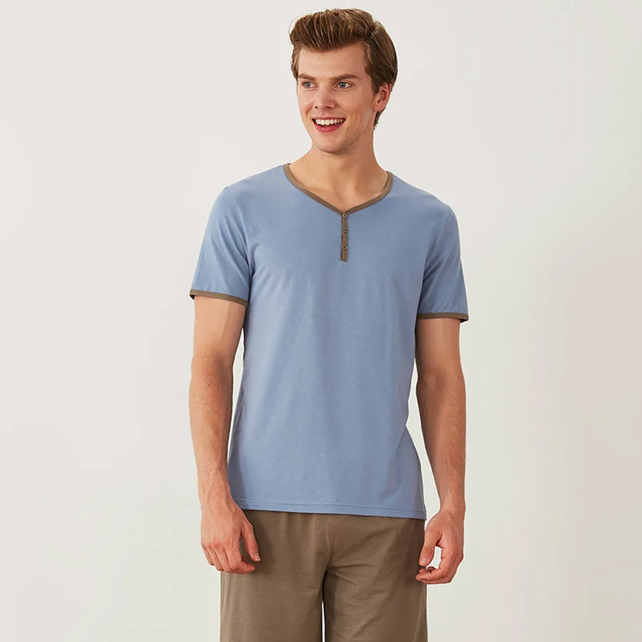 Пижамный комплект мужской из модала и хлопка классическая одежда для сна