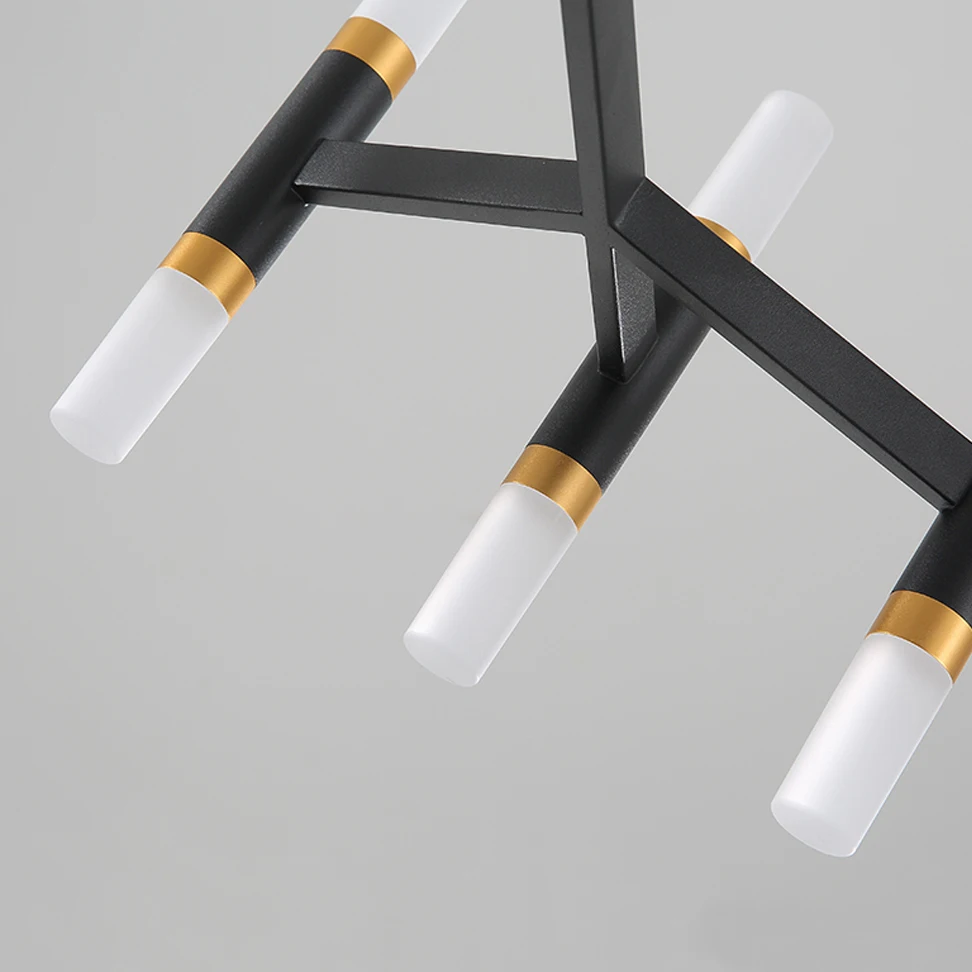 

led Postmodern Black White Iron Acryl Branch Lustre Chandelier Lighting Suspension Luminaire Lampen For Dinning Room