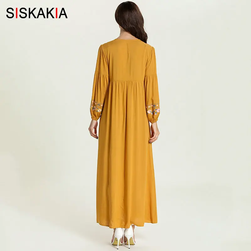 Женское длинное платье с цветочной вышивкой Siskakia элегантное макси круглым