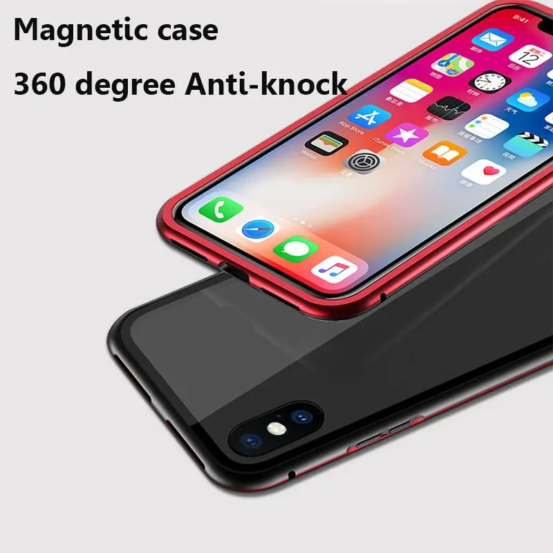 Suntaiho Tempered Glass case for iPhone 7 plus XS MAX 8 XR Magnetic back Phone X Case |