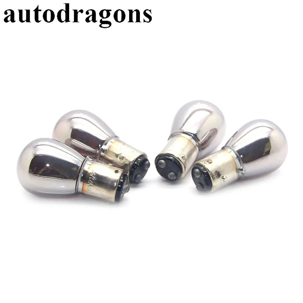 Серебристые хромированные лампы индикатора autodragon 2 шт. 1157 12 В 21 Вт BAY15D блестящая