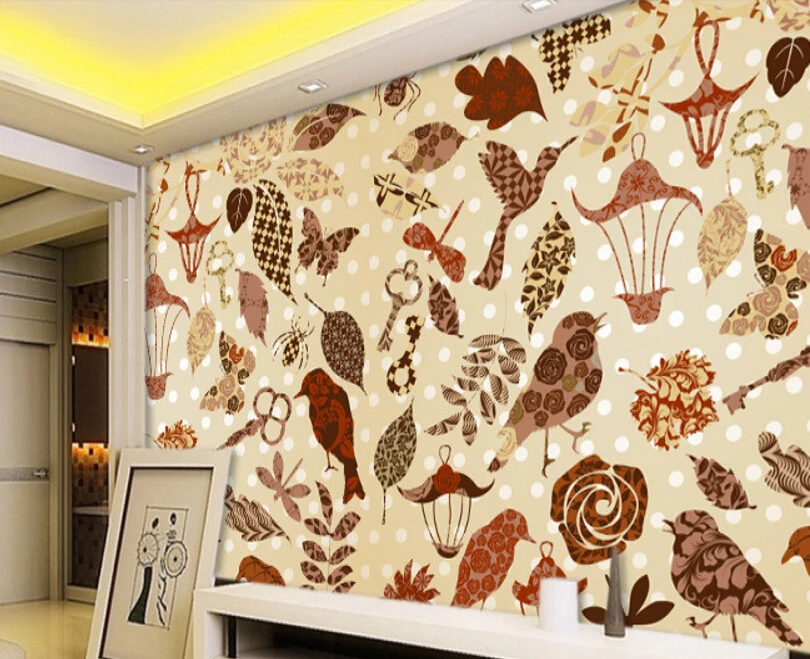 Обои бумажные 3 d под заказ 3D стереоскопические обои с рисунком птицы для гостиной
