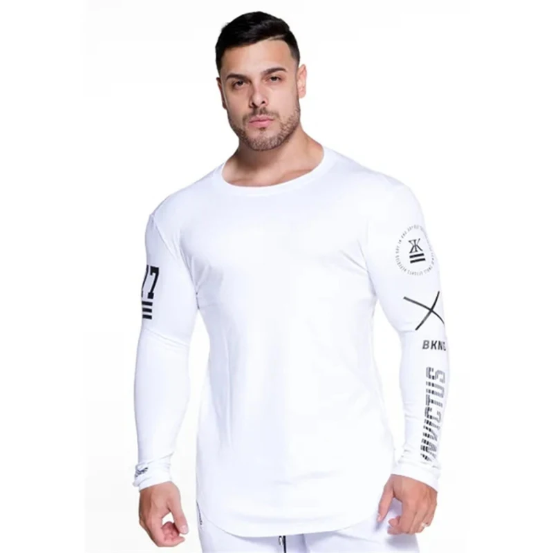 Сжатия мужские облегающие обтягивающая футболка спортивные эластичные