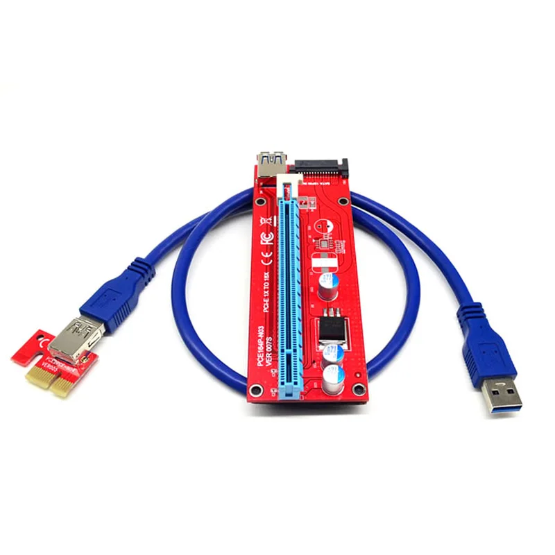 USB 3.0 PCI-E Экспресс 1x to16x Райзер-карта адаптер с 60 см USB 3,0 Удлинительный кабель для устройства для майнинга биткоинов
