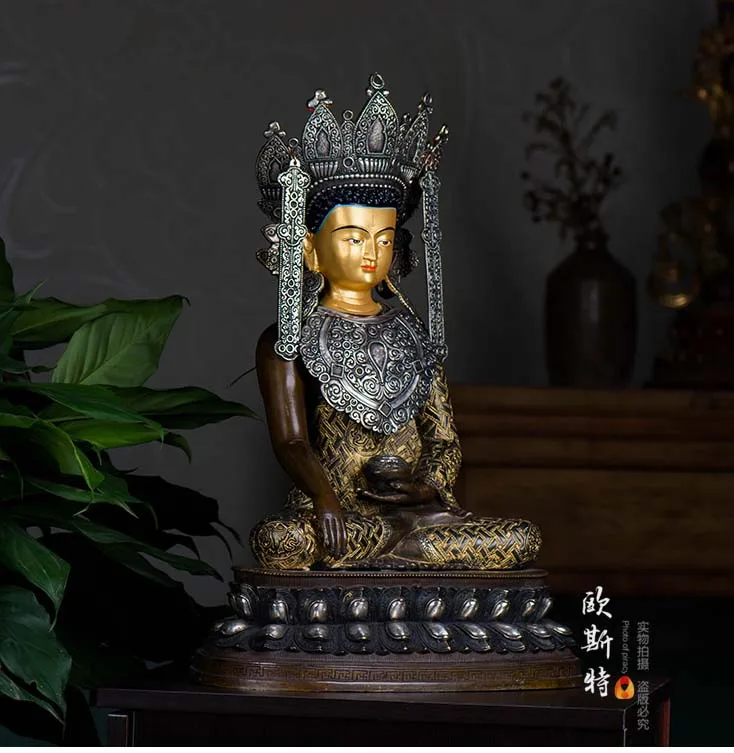 48 см Большая Огромная-хорошая фигура Будды-Тибет Лхаса Jokhang храм Юэ Будды статуя