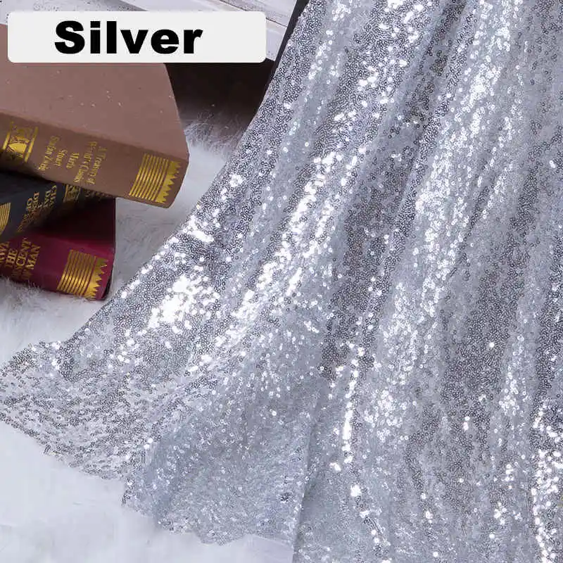 Silver B · Y сменная шелковистая ткань с блестками для платья по двору 92x125 см ткань с блестками для одежды сценические вечерние Свадебные Рождественские украшения для дома - Цвет: Silver
