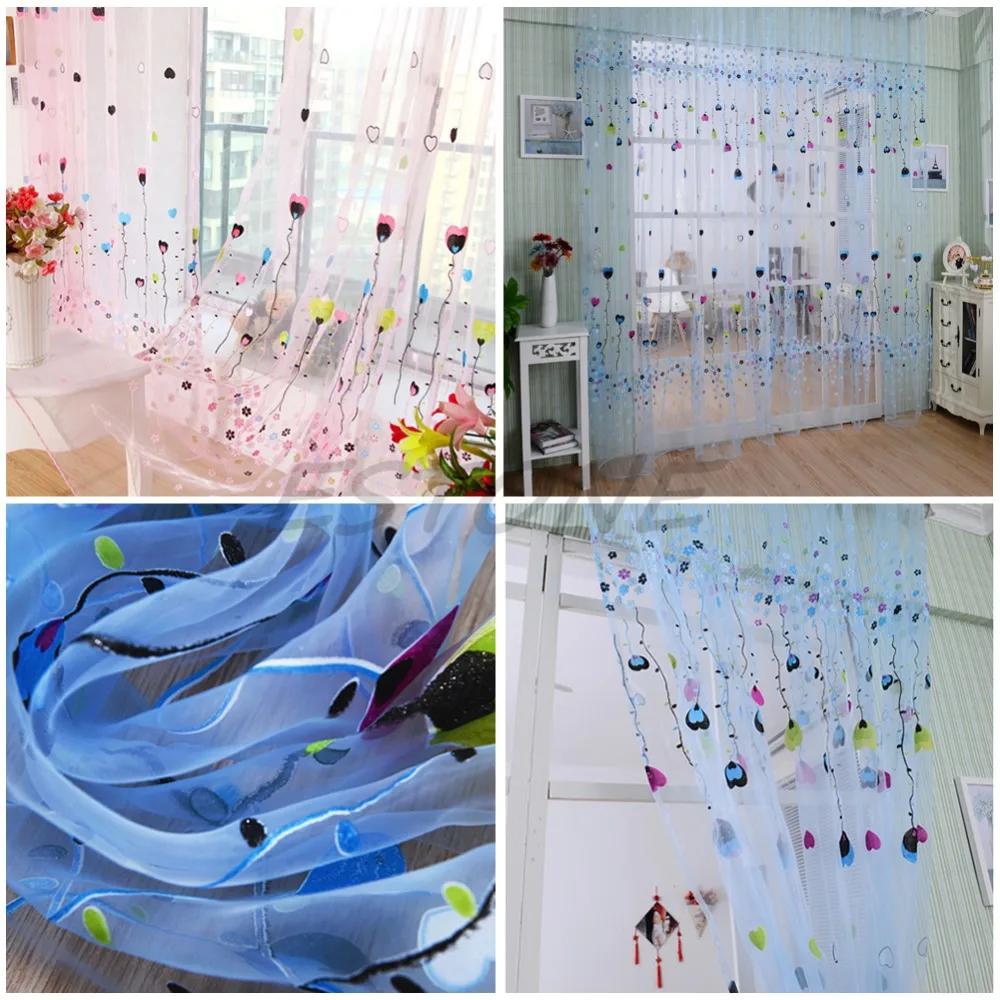 Лидер продаж милый баллон с сердечками тюль вуаль балкон детская спальня окно
