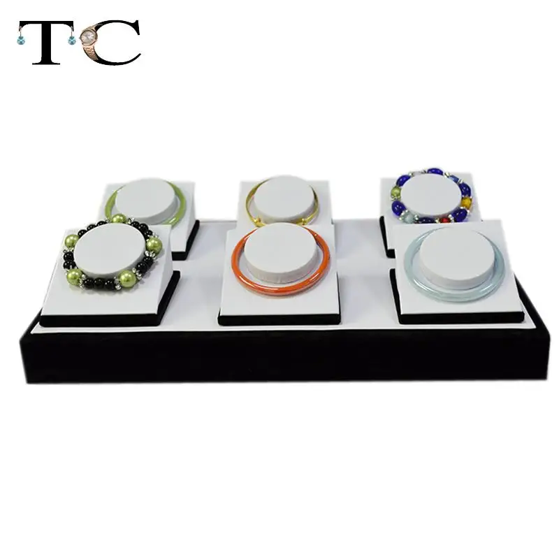 Бесплатная доставка 6 сидений Браслет Дисплей белый PU кожаный держатель