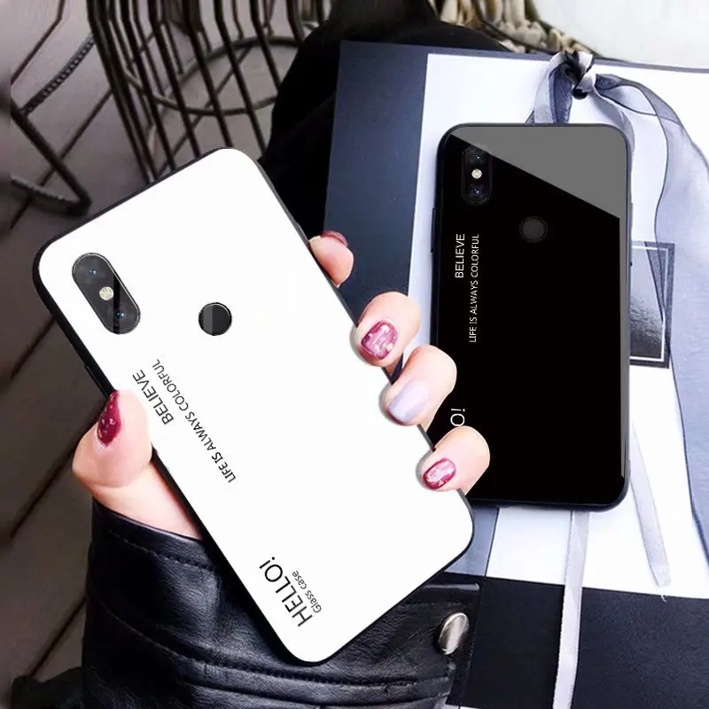 Чехол SYCASE с буквенным градиентом из закаленного стекла для телефона xiaomi Mix3 чехол